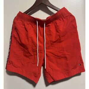 Tommy Hilfiger Men’s Swim Trunks Red Short 7” inseam size Medium NWT $59